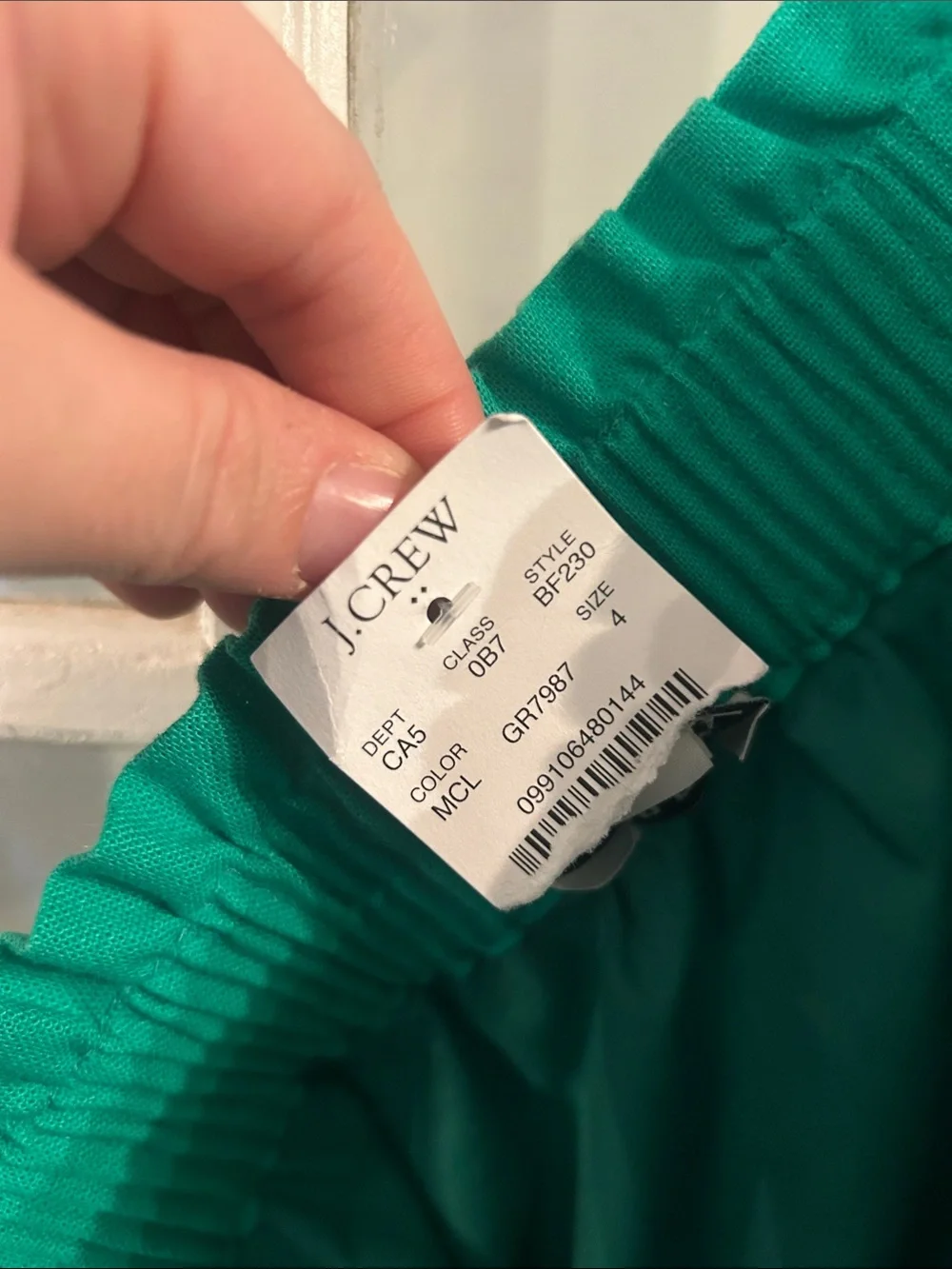 J. Crew Teal Linen Elastic-Waist Mini Skirt